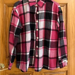 Plaid Kids Shirt - Pink and Black